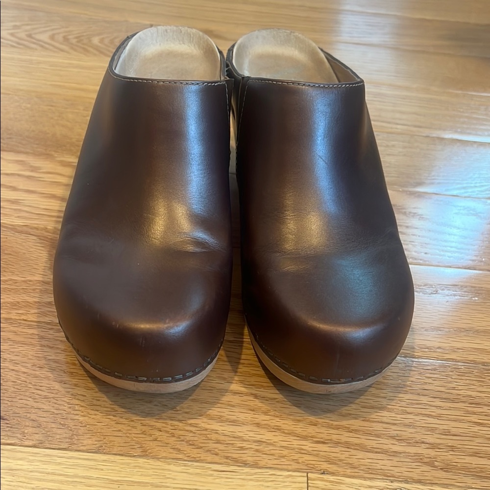Brown Leather Clogs
